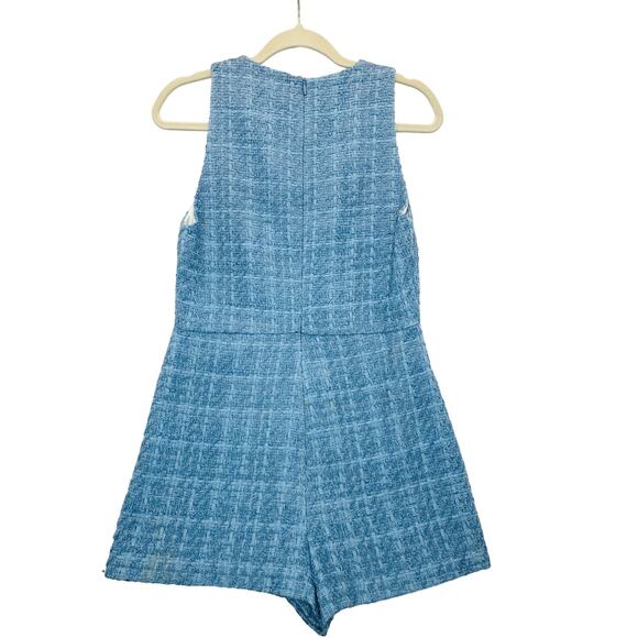 ZARA Deep V-Neck Tweed Romper in Sky Blue size XS – Blogger Favorite - Picture 9 of 10